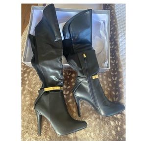 Brand New HighHeel Stiletto black by Fergie, Knee High with side zipper size 6.5